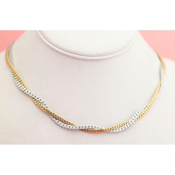 Vintage Twin Tone Choker Necklace by Avon 17 inch - P17 - Picture 2 of 3